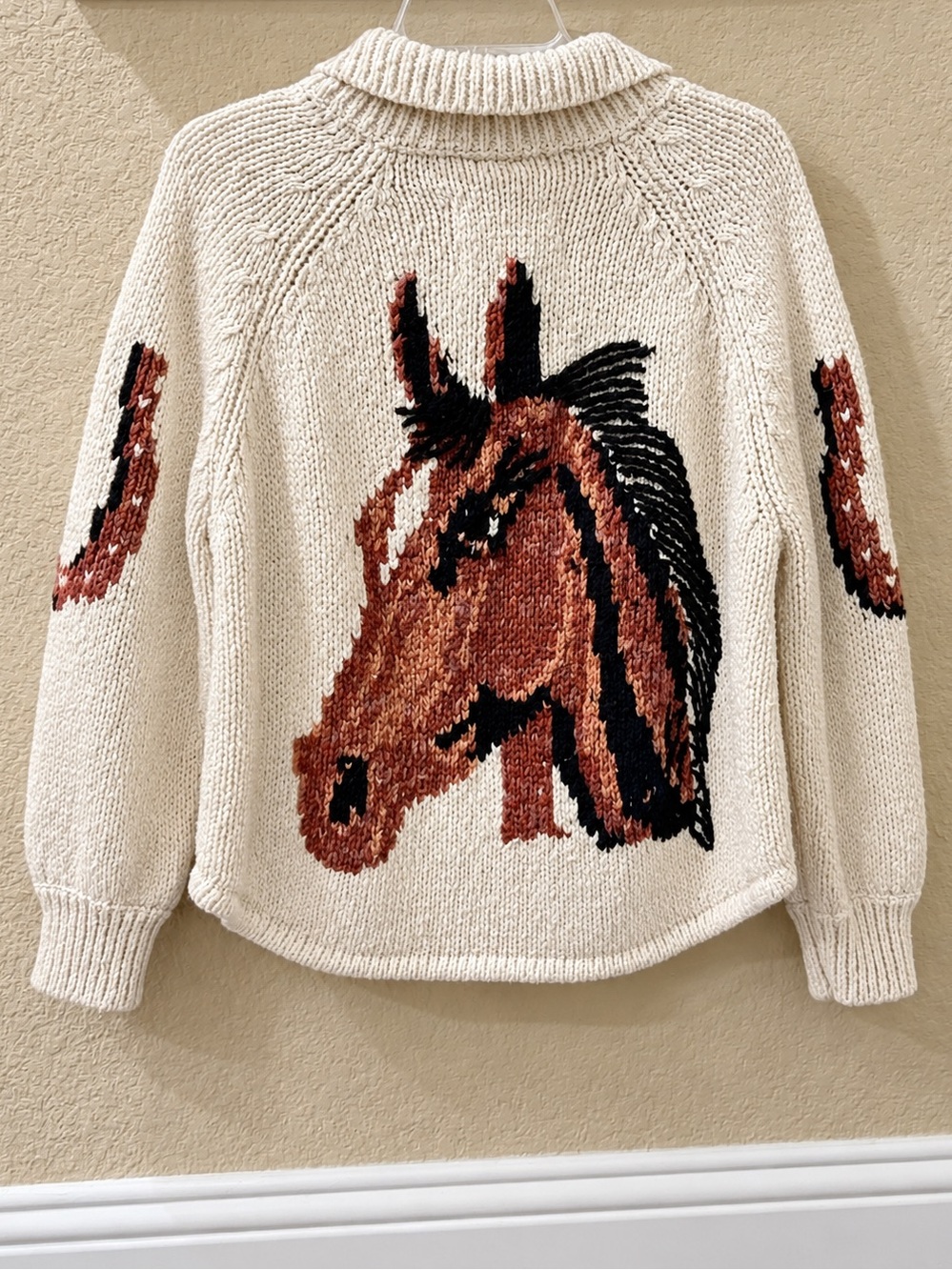 Pilcro by Anthropologie Western Horse Graphic Knit Cardigan Sweater Size MP - Picture 7 of 12